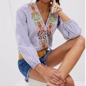 Anthropologie Artemis Embroidered Blouse